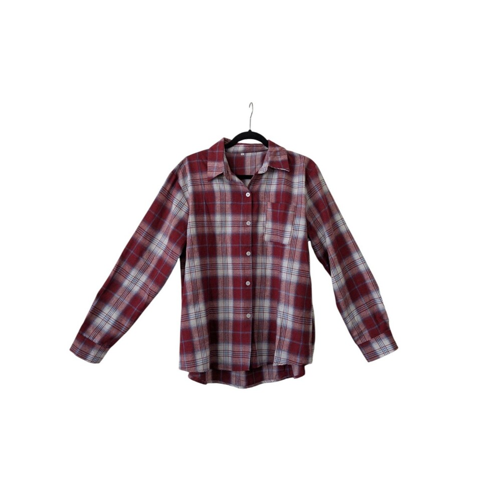 Shein size XLarge Red plaid flannel button up shirt